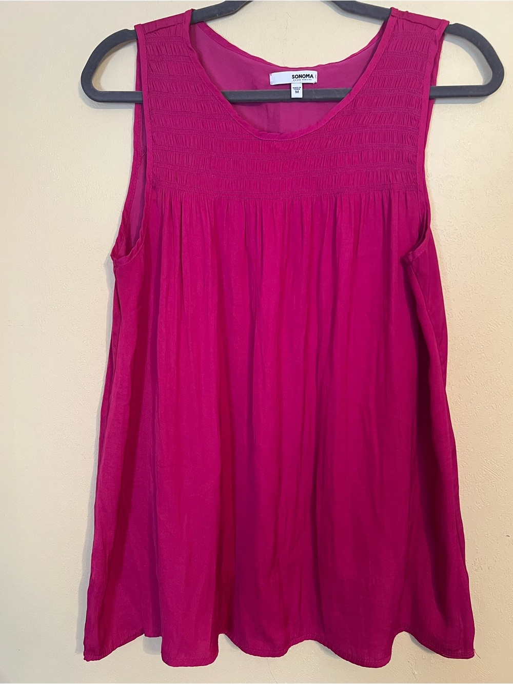 Sonoma Fuchsia Sleeveless Smocked Yoke Tank